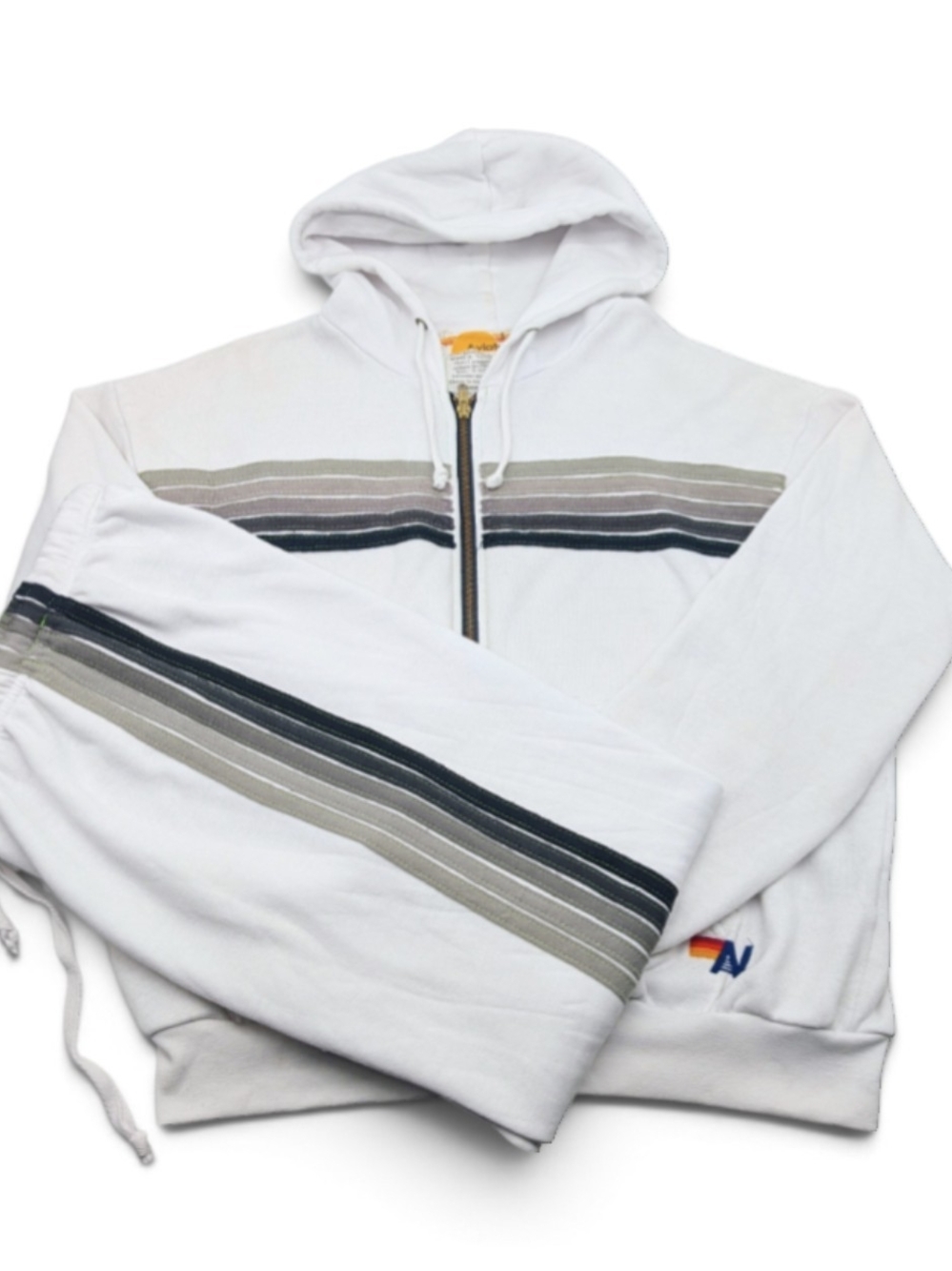 Aviator Nation 5 Stripe Hoodie Set White/Grey S/XS